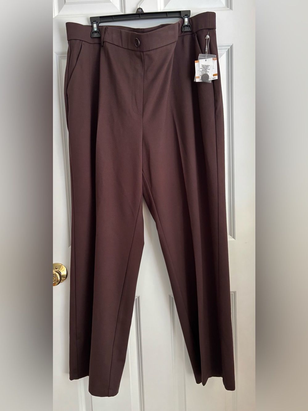 Kasper Dark Brown Tailored Straight-Leg Trousers
